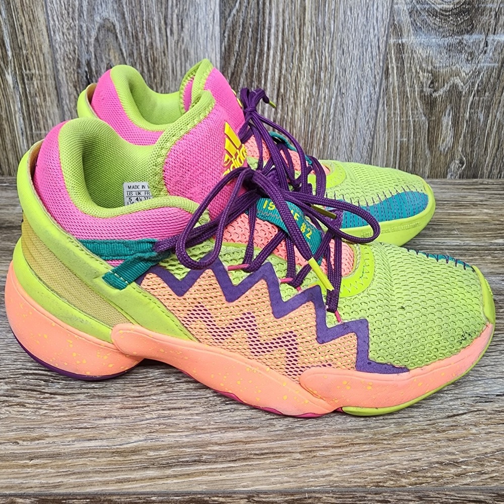 Adidas DON Issue 2 Gummy‎ Pink Neon Green Men's Basketball Shoes 5Y